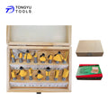 15Pcs Wood Router Bit Set Tungsten Carbide Tipped with 6mm 1/4 Inch(6.35mm) 8mm Shank in Wood Box for Woodworking