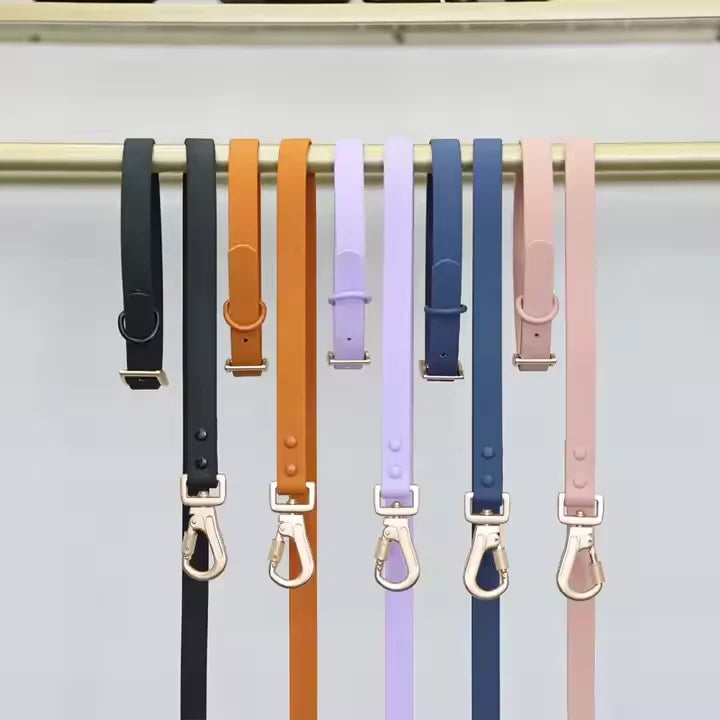 Luxury Yidding PVC Dog Collars Leashes Waterproof Solid Pattern Classic Simple Fashion Design Rivet Decoration Personalized