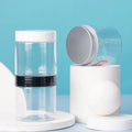 Transparent Plastic PET Food Grade Biscuit Jar Aluminum Lid 100g 500g Capacities Biscuit Lotion Cream Packaging Custom Logo