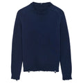 Custom Men's Long Sleeve Crew Neck Winter Jumper Distressed Cotton Knitwear Pullover with Front Logo Breathable Design