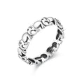 S925 Sterling Silver Vintage Elephant Coin Adjustable Ring Antique Finish 3D Design Punk Women's Style Classic Infinity Stacking