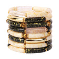 Premium Popular White Gold Black Gold clear Gold Foil Beads Curved Tube Friendship Gift Bracelet