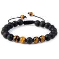 Adjustable Hand Knitting Natural Lava Stone Turquoise Tiger Eye Beads Mixed Bracelet