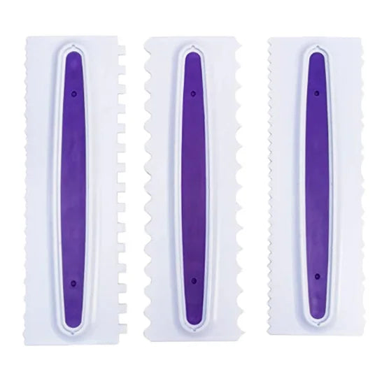 3 PCS/SET Icing Comb Set BPA Free Plastic Cake Decorating Combs Scraper Smoother for Decorating Mousse Butter Cream