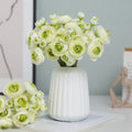 Wholesale 6-Head Artificial Tea Rose Bouquet Simulated Camellia with Bride Holding Flowers Cloth Material for Room Decoration