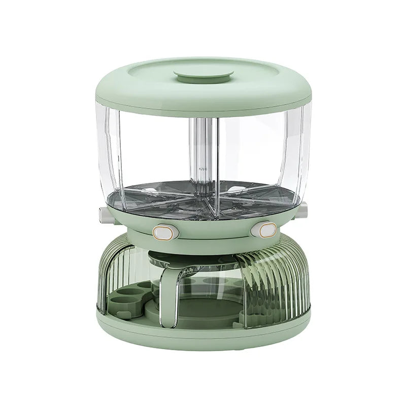 Wholesale Kitchen Airtight Food Storage Container Transparent Round Rotating Plastic Bulk Grain Rice Cereal Dispenser Bucket