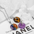 Factory Wholesale Natural Gem Stone Pendant Friend Ship Lucky Pendant tiger Eye Amethyst Round Ping an Buckle Gemstone Pendant