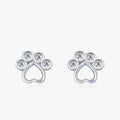 Ailmay Real 925 Sterling Silver Pet Paw Footprint Stud Earrings for Women Girl Cute Dazzling Clear CZ Fine Jewelry