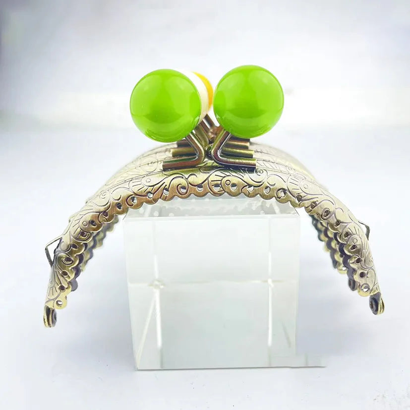 For BS604 Iron Metal 8.5/10.5/12.5cm Handbag Accessories Purse Decorative Candy Beads Handle Kiss Clasp Bronze Bag Frame