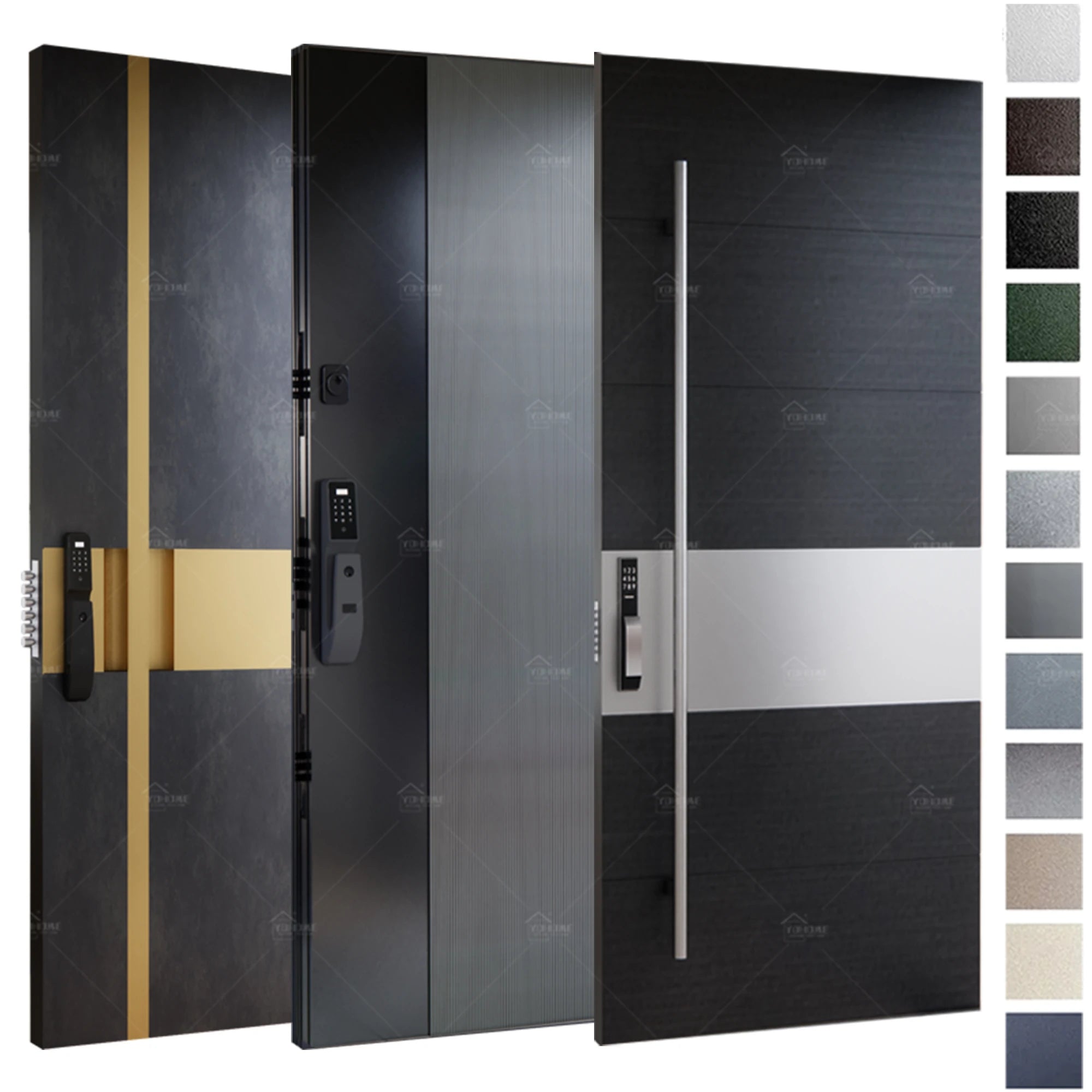 China Top Factory Custom Home Front Door Design Aluminium Pivot Exterior Metal Doors With Smart Lock House Entrance Door
