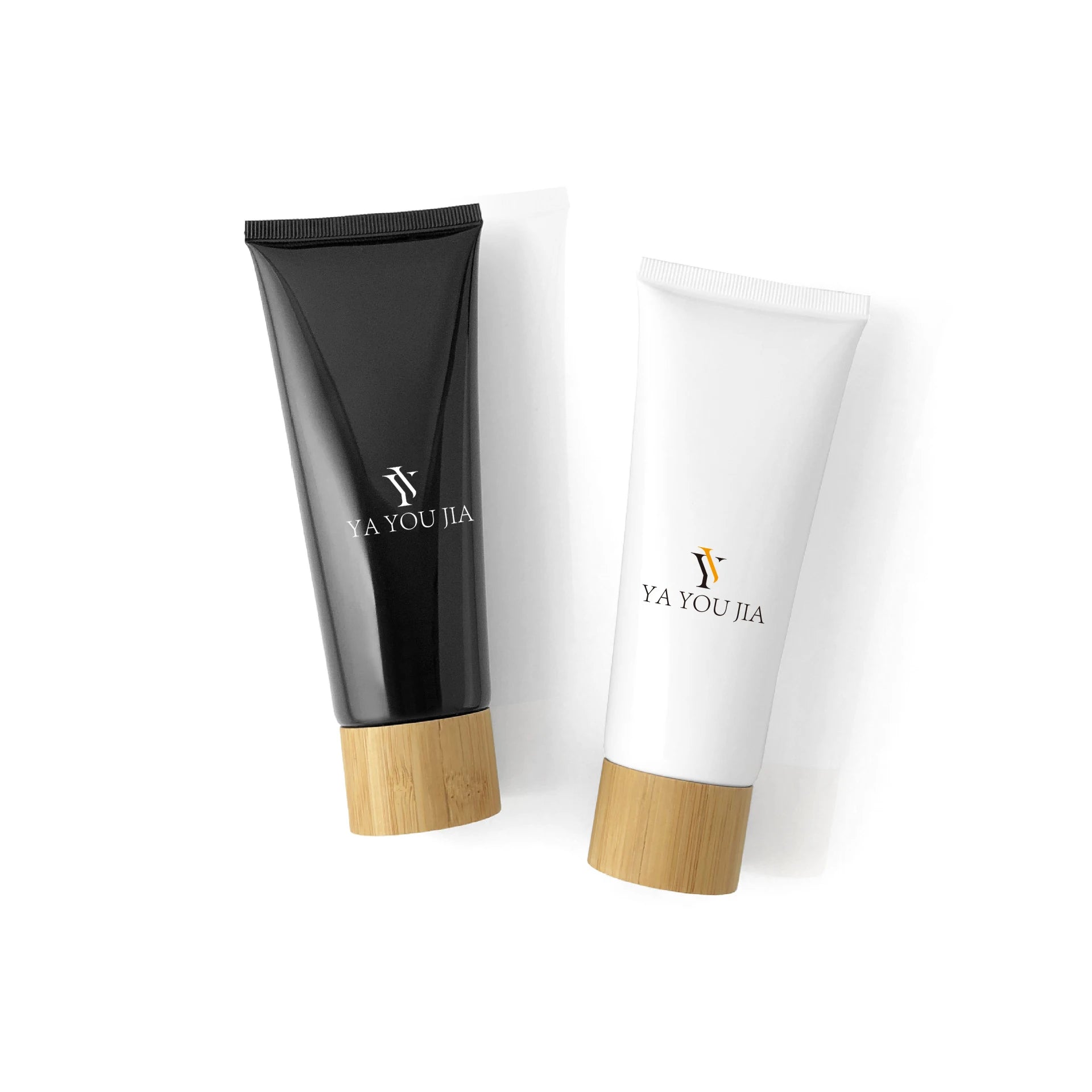 In Stock Custom Printing Empty PET Tubes 50g-120ml Plastic Screw Packaging for Cosmetics Face Masks with Bamboo Caps