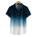 RNSHANGER Summer Men's Hawaiian Shirts for Men Cool Thin Breathable Collar Gradient Dyed Casual Short Sleeve Male Shirt