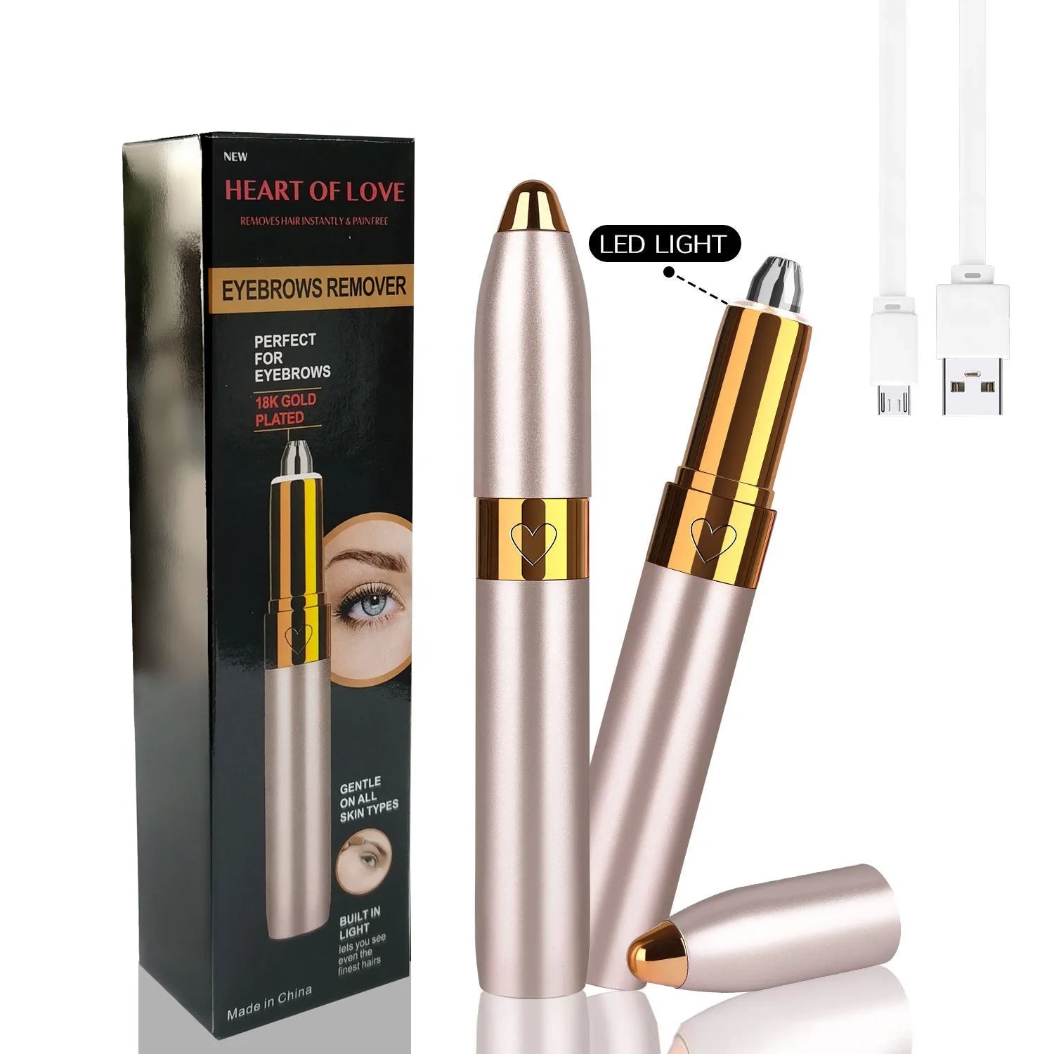 Portable USB Rechargeable Electric Eyebrow Hair Remover Pen Facial Hair Removal Razor Trimmer
