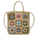 Handmade Women's Summer Beach Crossbody Straw Tote Bag Fashionable Button Closure Portable Shoulder Bag for Spring and Autumn