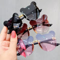 Cartoon Gradient Ocean Sunglasses for Kids Jelly Colorful Cat Ears Design Plastic Rimless Frame for Boys and Girls