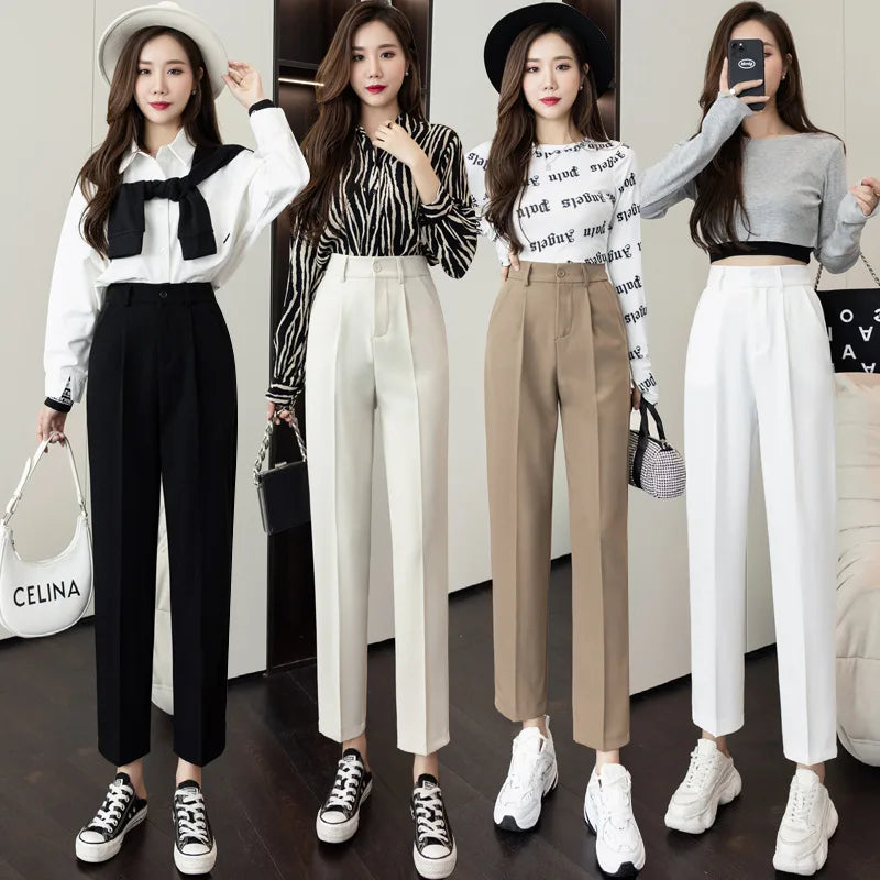 Spring Summer Women Suits Pant Office Lady Loose Straight Ankle Length Harem Pants Mujer Trousers