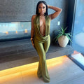 GX25554 Fashion Sexy Night Club Wear Halter Sleeveless Deep V-neck Backless Hollow Out Elegant One Piece Jumpsuit Women