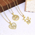 NZ1493 18K Gold Chic Simple Dainty Love Heart Letter FE Hope Charms Chain Bijoux Femme Ladies Necklace 2023