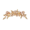 Gold Metal Flowers with Rhinestones Bridal Hair Clip Vine Bridesmaid Hairpiece Floral Headpieces for Wedding