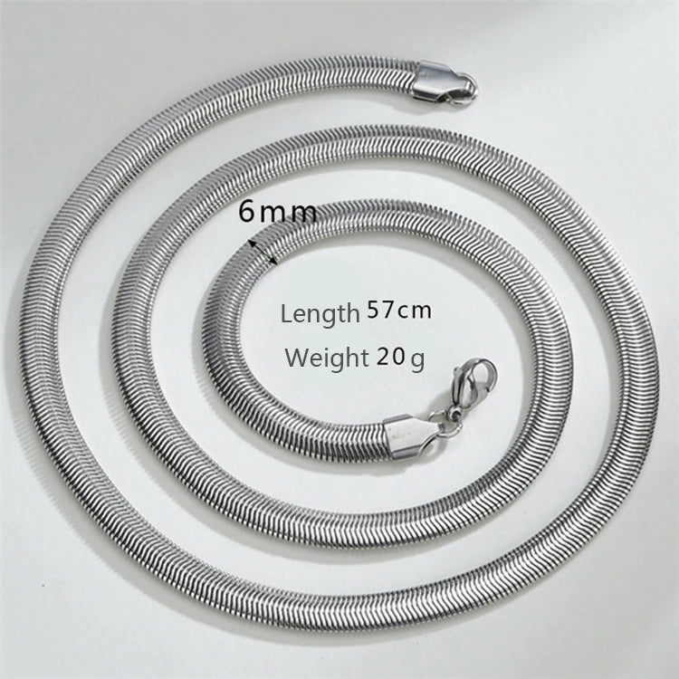 Fashion Trendy Herringbone 316L Stainless Steel Chains Silver Jewelry Flat Snake Chain