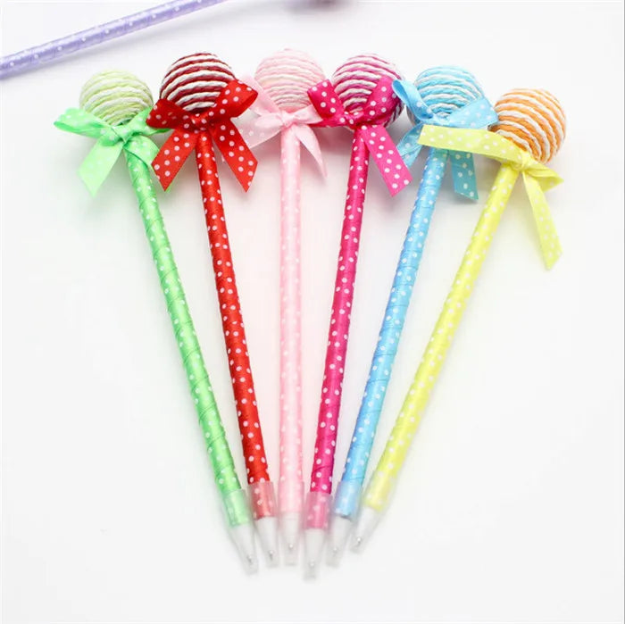 Pretty Pattern rainbow Lollipop Bow Fantasy Plastic Ball Point Pen