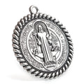 Saint Benedict Unisex Religious Catholic Alloy Pendant 40 mm Silver-Plated Metal Medal Exorcism Children's Religious Charms