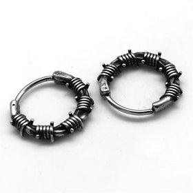 Wholesale Minimalist Jewelry Barbed Wire Earrings Hip Hop Hoop Earrings for Women Men