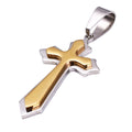 High Polished Jewelry IP Gold Plating Two Layer Stainless Steel Big Cross Pendant Necklace