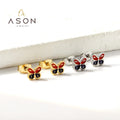 Ason New Trend Design Hyposensitivity Stainless Steel Jewelry 18K Gold Plating Earrings Cute Multicolour Butterfly Stud Earrings