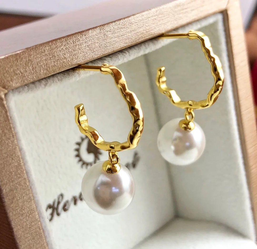 E1901 10-11mm DIY Natural Freshwater Pearl Charm Earrings Mounting Accessory 925 Sterling Silver Gold Plated  Jewelry for Women