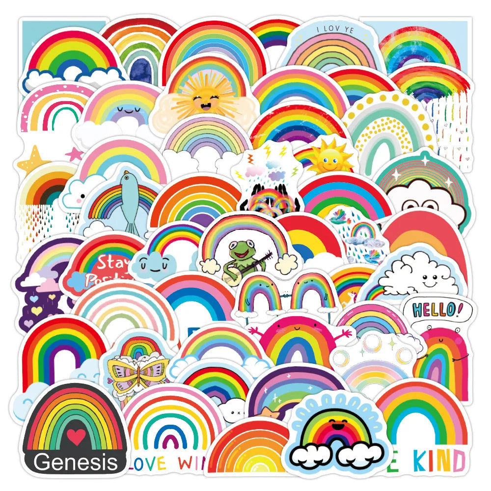 50Pcs Cartoon Rainbow Bridge Hot Sale Graffiti Sticker for Laptop Notebook Phone Vinyl Child Decor Sticker