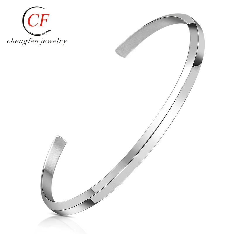 Custom Logo Gold Curved Custom Engravable Statement Bar Bracelet for Men Women Gift