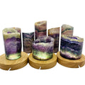 Natural Rainbow Fluorite Rock Light Crystal Stand Night Lamp