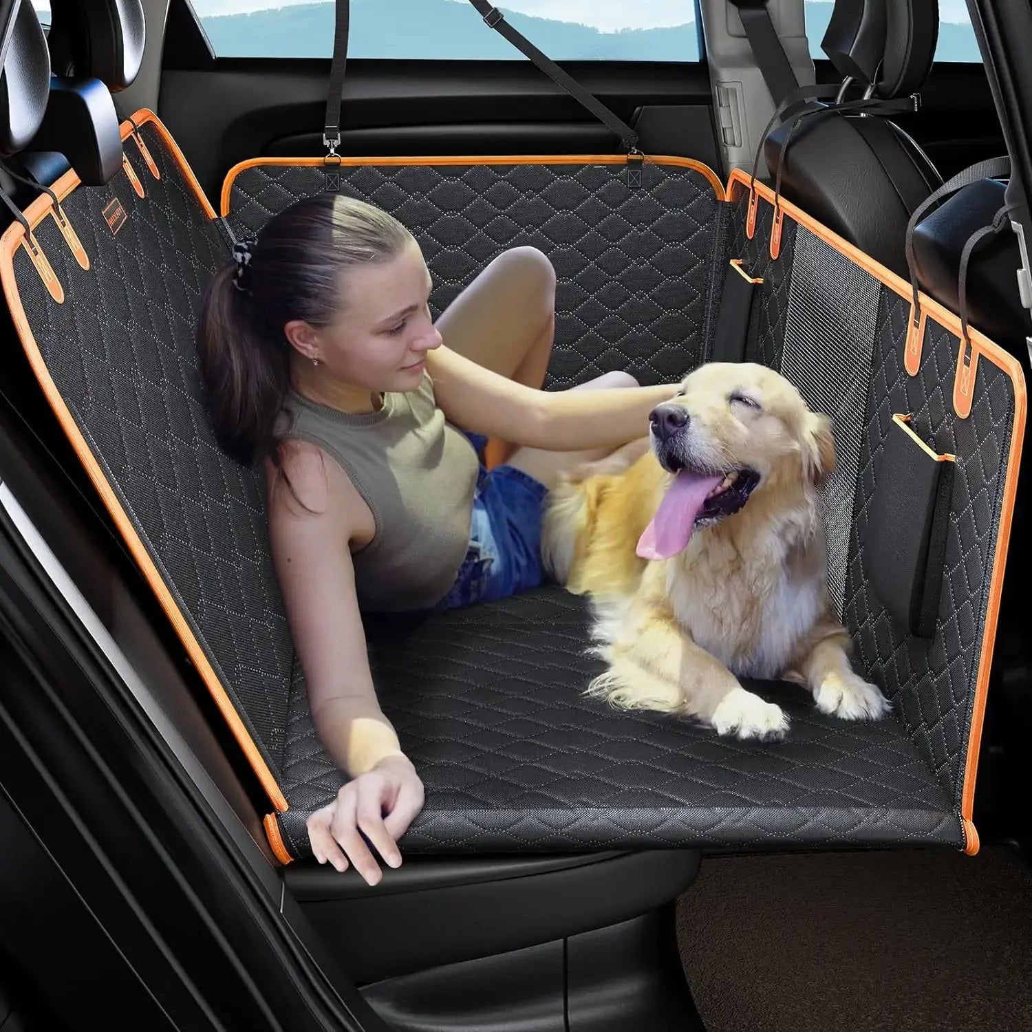 Extended Dog Car Seat Back for Dog Car Seat Cover Oxford Cat Seat Back Pet Hammock Car Back for Small Medium Large Dogs