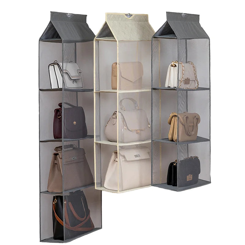 Modern Four-Dimensional Wall-Mounted Closet System Multi-Layer Foldable Mesh Fabric Hanging Storage for Clothing & Living Room