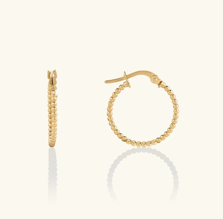 Inspire Jewelry18K Gold Plated Stainless Steel Large Hoop Earrings Waterproof Trendy Beaded Ball Earrings Minimalist Fashion
