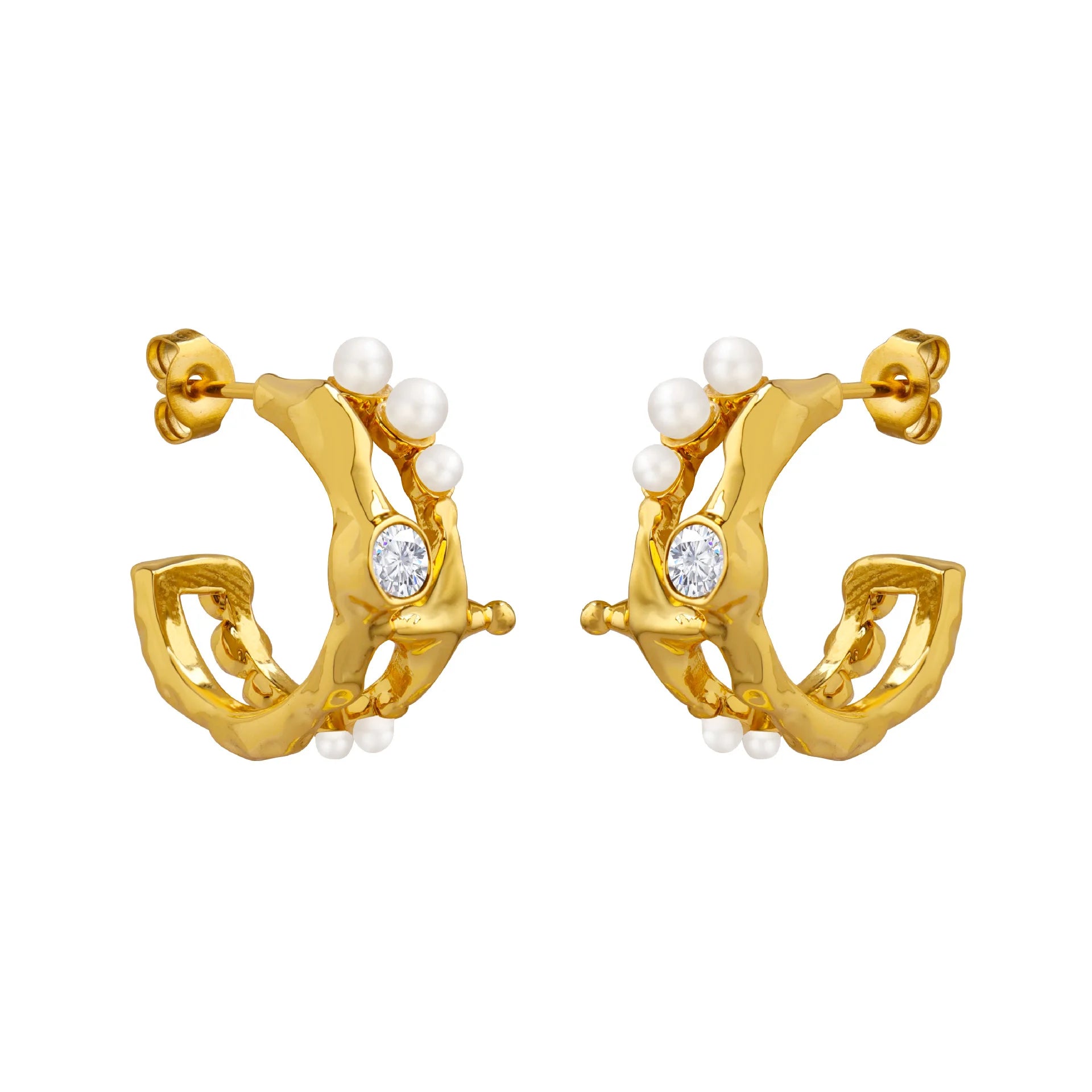Trendy Zircon Large Brass Earrings With Diamond Gold Plated Earrings Womens Knuckle Earrings Wholesale