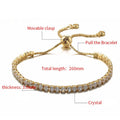 Brass Metal with Bling Cubic Zircon Diamond Bead Setting Tennis Chain Adjustable baguette Bracelet Jewelry