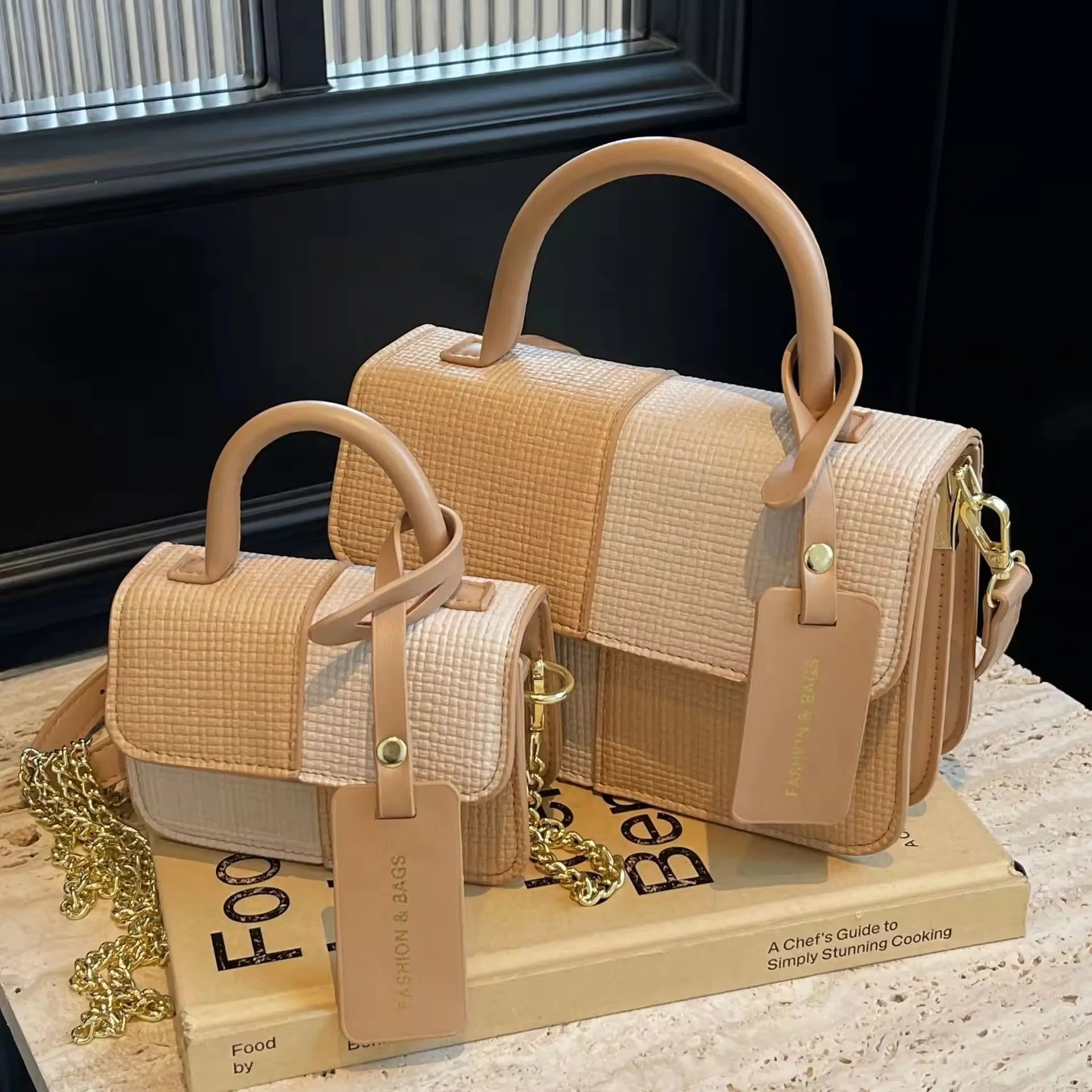 Women's Color Block Handheld Underarm Bag High-End Single Shoulder Crossbody Lady Tote Bag Versatile Small Square Handbag