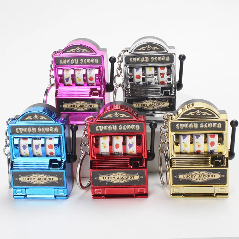 Customized Game Machine Keychain Mini Slot Machine Lucky Prize Keychain Promotional Gift Pendant Fruit Slot Machine Toy Keychain