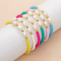 Wholesale Sweet Color Heishi Bead Handmade Beaded Natural Freshwater Pearls Stretchy Rope Women's Bracelets