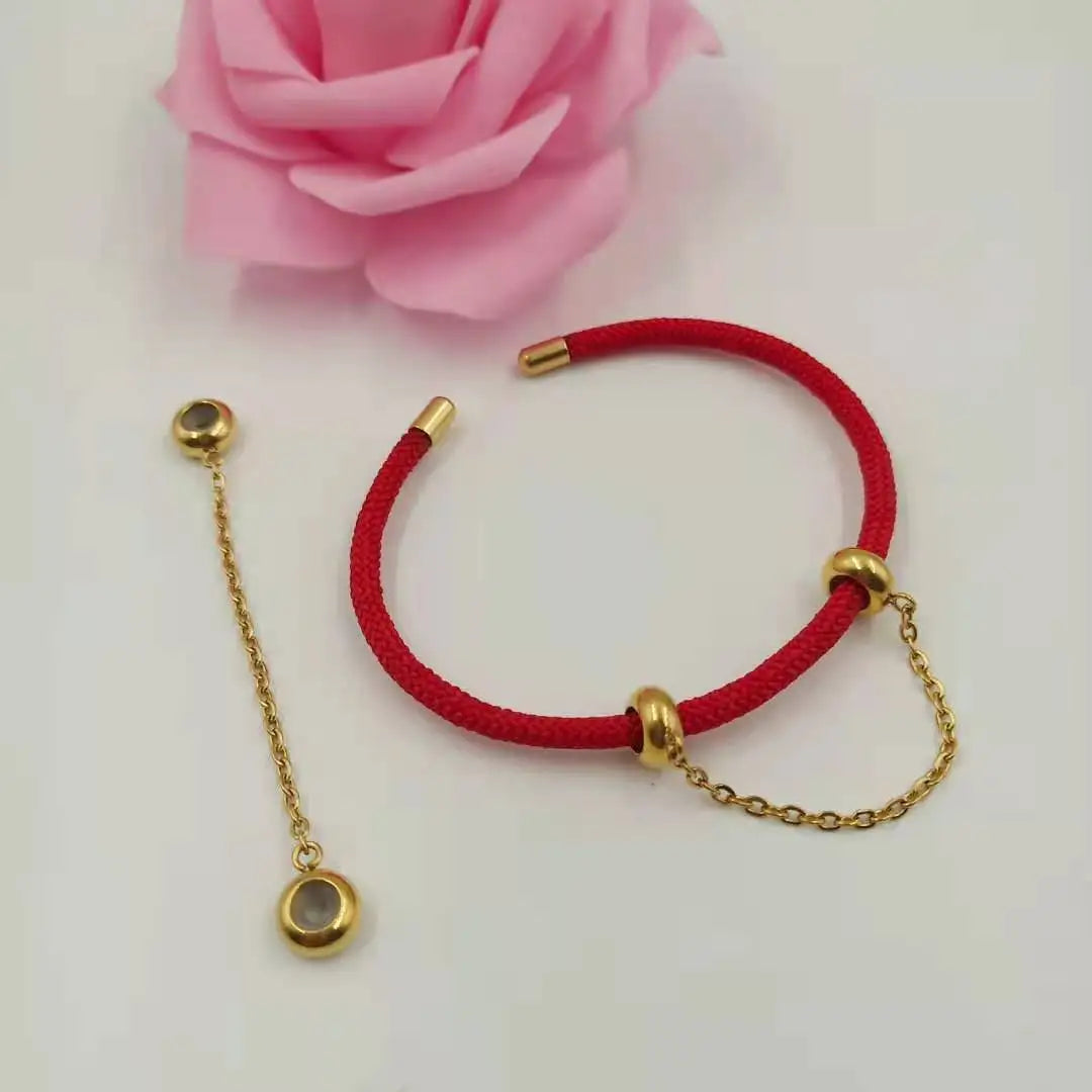 304 Stainless Steel Rubber Inside Gold-plated Safe Anti-slip Anti-loss Safety Chain for Rope Bracelets