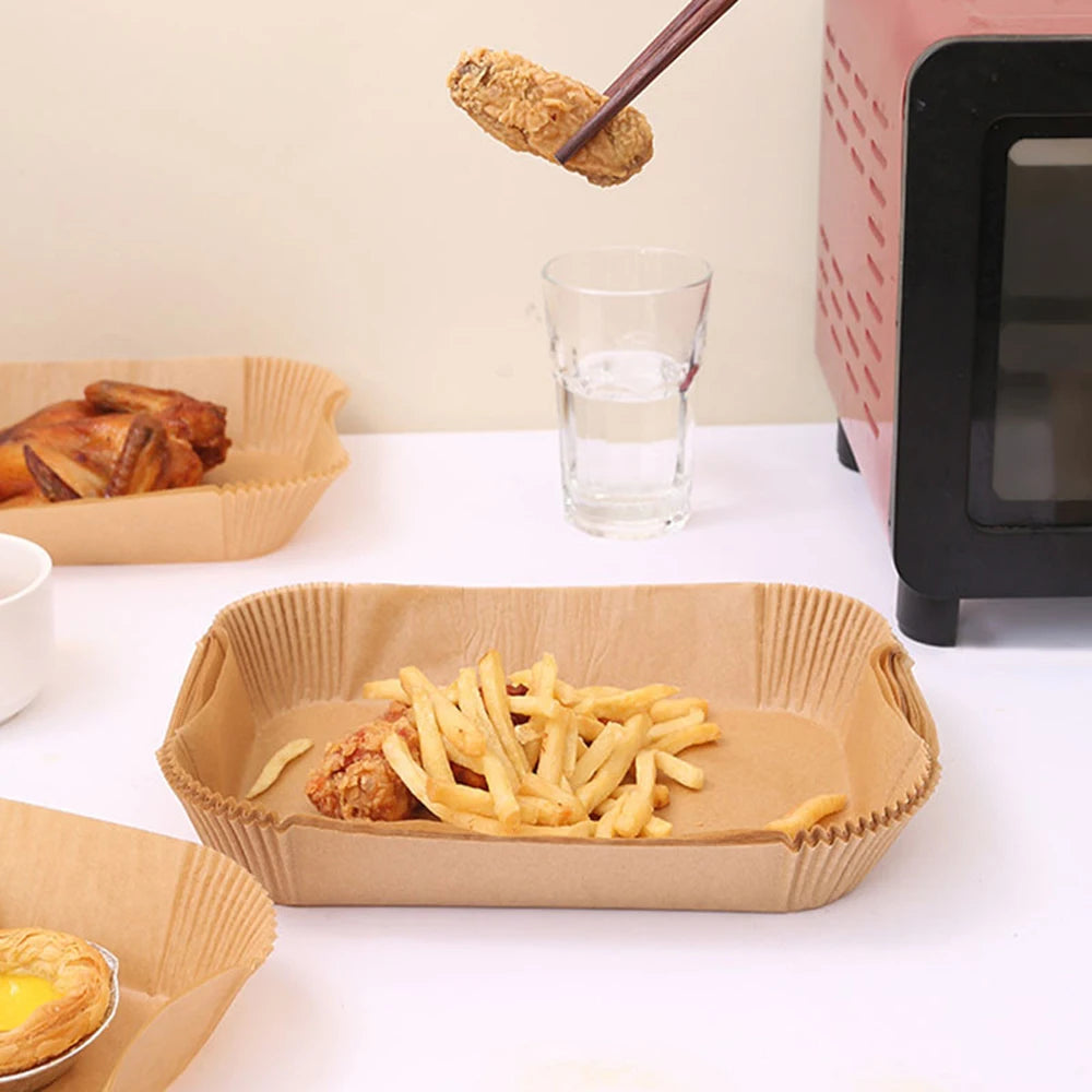 100pcs Ninja Dual Zone Air Fryer Silicone Coated Waterproof Virgin Wood Pulp Parchment Paper for Healthy Cooking Mats MegaBDM