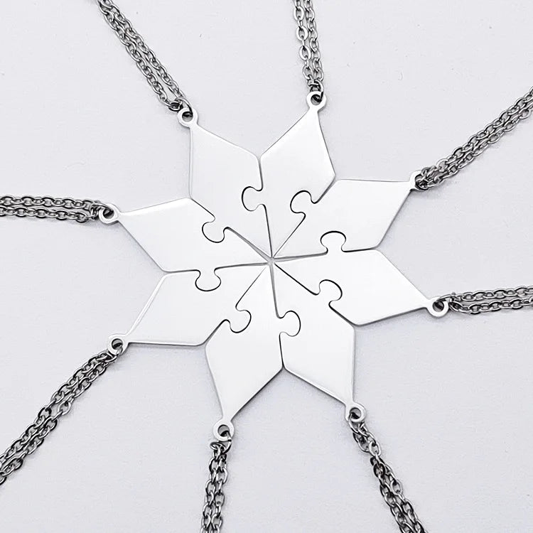 SC New Style Trendy Stainless Steel Necklace Fashion Friendship Necklace Gift Punk 8 Puzzle Necklace for Men Women