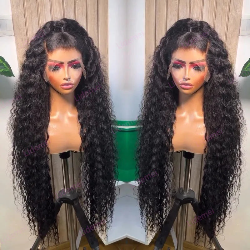 Cuticle Aligned Raw Indian Hair 13X4 Transparent Lace Front Human Hair Wigs Deep Wave Full HD Lace Frontal Wigs for Black Women