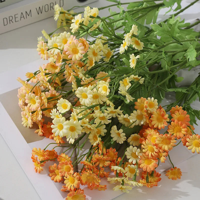 M240 Home Wedding Decor Yellow 6 Forks 30 Heads Single Chamomile Flowers Artificial Daisy Flower Fake Chrysanthemum for Home