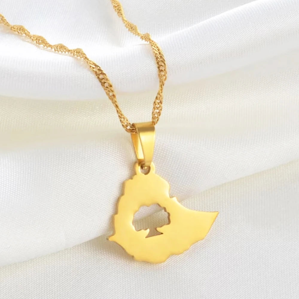 Oromo Necklace 18k Laminated Gold Joyera Anti Tarnish Jewelry Ethiopia Necklace Jewelry for Women and Men