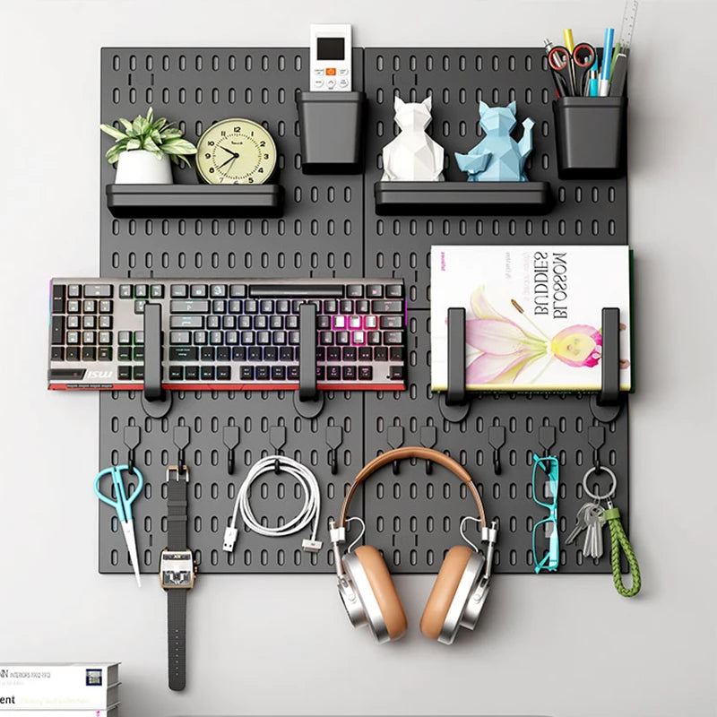 DIY Peg Board Wall Organizer Metal Pegboard Set Pegboard Button Game Pegboard Accessories Shelves