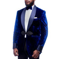 Blue Velvet Men Suit Tailor-Made 2 Pieces Blazer Black Pants Chinese Knot Gentle Wedding Groom Business Causal Prom Tailored