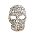 Statement Silver Plated Skull Brooches Crystal Rhinestone Hollow Skull Head Men Brooch Pin for Suit